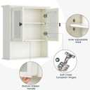 Bathroom Cabinet Wall Mount, Over Toilet Storage Cabinet with Glass Door Build-in Spirit Level Cupboard Hanging Medicine Cabinet for Bathroom Laundry Kitchen Living Room (Cream White)