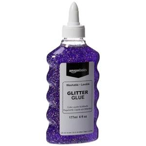 Amazon Basics Liquid Washable Glitter Glue, Assorted Colors (Purple Pink Redx2 ), 177ml, 6 oz Each, 4-Count