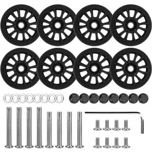 Zoofen 8 Pcs Luggage Replacement Wheels 50 x 11mm Double Luggage Wheels Rubber Suitcase Replacement Casters(Black)
