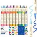 Grabie 72 Colors Acrylic Paint Markers, Soft Brush Tip Acrylic Markers Set, Water Based Acrylic Markers for Wood, Fabric, Canvas, Glass, Stone, Rock Painting and DIY Crafts Art Supplies, Set of 36