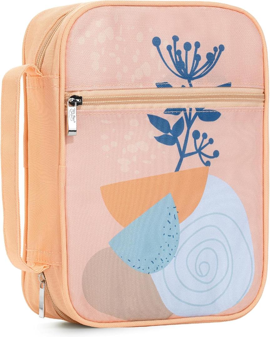 Mr. Pen- Bible Cover Case, Carrying Book Case with Durable Handle and Zippered Pocket, Bible Protective Church Bag for Men & Women, Christian Gifts, Coral Mist