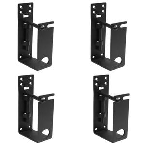 2x4 Door Barricade Brackets,Door Barricade Security Bar,Heavy Duty Door Bar Holder Brackets Lockable with 24 Screws, Drop Open Bar Holder Steel U Brackets for Home Security,Color Black (4PCS)