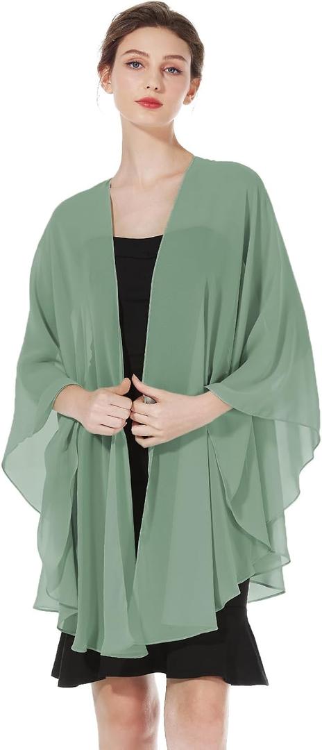 Summer Shawls and Wraps for Women Evening Dresses Bridal Wedding Lightweight Party Travel Chiffon Scarf (Dusty Sage)