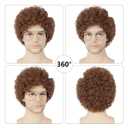Brown Curly Wig with Glasses for Men's Costume Brown Afro Curly Wig 70s 80s Funny Wigs for Retro Halloween Cosplay Party Use