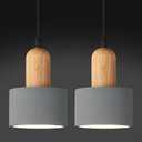 LBSQJ Modern Cement Pendant Lights Grey Chandelier Wooden Ceiling Lamps for Kitchen Island Bedroom Dining Room Living Room bar（2 Pack）