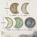 Putuo Decor Moon Phase Botanical Wall Art Set of 5, Crescent Wood Floral Panels for Bedroom Nursery Meditation Room