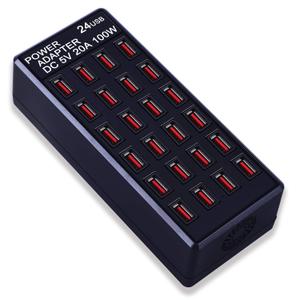 24-Port 100 watt (20 A) USB Charging Station, Home Desktop Fast Charger, Multiple Chargers, Suitable for Hotels, Shops, Schools, Shopping malls and Travel