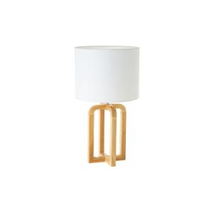 TABLE LAMP WOOD AND WHITE LINEN