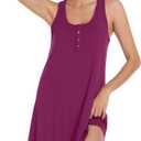 WiWi Nightgowns for Women Bamboo Viscose Button Down Sleep Shirt Super Soft Sleeveless Dress Cooling Tank Nightshirts (Purple, XXL)