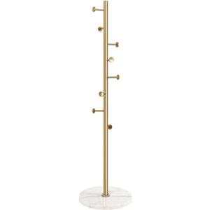 Metal Coat Rack Stand, Solid 304 Stainless Steel Coat Rack Freestanding, Pure Natural Marble Base, 8 Hooks Floor Hanger, Used In Bedroom Living Room Office To Hang Clothes, Hats, Bags