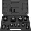11PCS Impact Socket Adapter Set and Reducer Set & Swivel Socket, 1/4" 3/8" 1/2" 3/4" Drive Sizes with Durable Case for Impact Driver Conversions, 1/4 3/8 1/2 Universal Joint Sockets