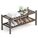 Dranixly Shoe Rack,2-Tier Bamboo Stackable Shelf Storage Organizer for Entryway, Hallway and Closet, 27.2"x11"x13.2" (Mocha)