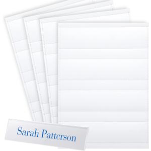 Yexiya 2x8'' Name Plate Inserts Perforated Paper for Desk Print or Write Blank Paper Name Badge Inserts for Business Meetings Corporate Events, 30 Sheets / 120 Blanks