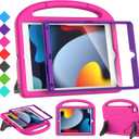 SUPLIK Kids Case for iPad 9th/8th/7th Generation - 10.2 inch 2021/2020/2019 Case with Built-in Screen Protector, Durable Shockproof Handle Stand for Apple iPad 7/8/9 Gen, Pink&Purple