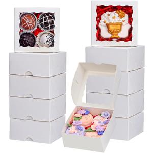 RomanticBaking 40 Pack Bakery Boxes 4x4x2 Inches Cookies Boxes Mini Bundt Cake Boxes Pie Boxes Cinnamon Roll Treat Boxes Chocolate Truffle Boxes Party Wedding Favor
