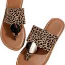 Verdusa Women's Leopard Print Flip Flop Sandals Casual Thong Sandals (6.5, Brown)
