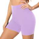 FULLSOFT High Waisted Biker Shorts for Women-5" Tummy Control Fitness Athletic Workout Running Yoga Gym Shorts (Large-X-Large, 7-light Purple)