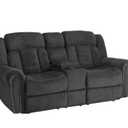 Homelegance Furniture Nutmeg Double Reclining Loveseat in Charcoal Gray