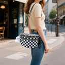 DOB SECHS Checkered Crossbody Purse Bag for Women Small Shoulder Hobo Bag Messenger Bag Checkered Purse