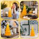 MTLEE 2 Pcs Christmas Tree Shaped Candles Large Xmas Wax Scented Candles 2.5 x 5.5 inch Snow Tree Shaped Candle for Christmas Holiday Table Decoration(Yellow,Style-a)