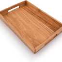 Samhita Acacia Wood Serving Tray with Handles,Wooden Tray, Snack Tray, Breakfast Tray, Great for, Breakfast, Coffee Tables, Homes, Restaurant|Size- 15" x 10" x 1.6"