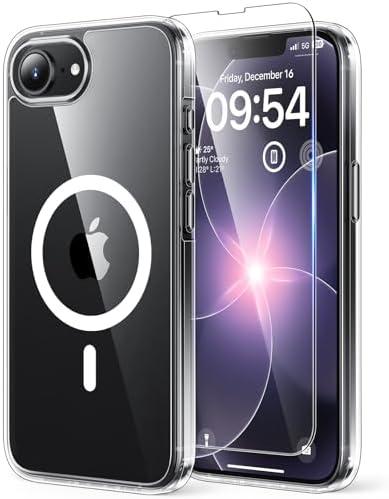 TAURI for iPhone 17e Case/for iPhone 16e Case, [Compatible with MagSafe] with Screen Protectors, Shockproof Military-Grade Protection, Magnetic Case for 17 e / 16 e, Clear