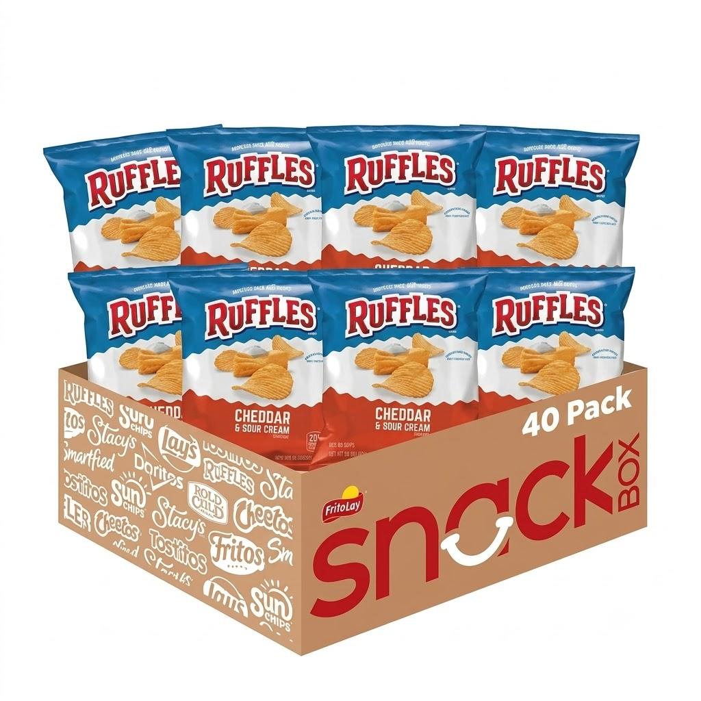 Ruffles Original Potato Chips, 1 Ounce (Pack of 40), EXP: JUL/14/2026