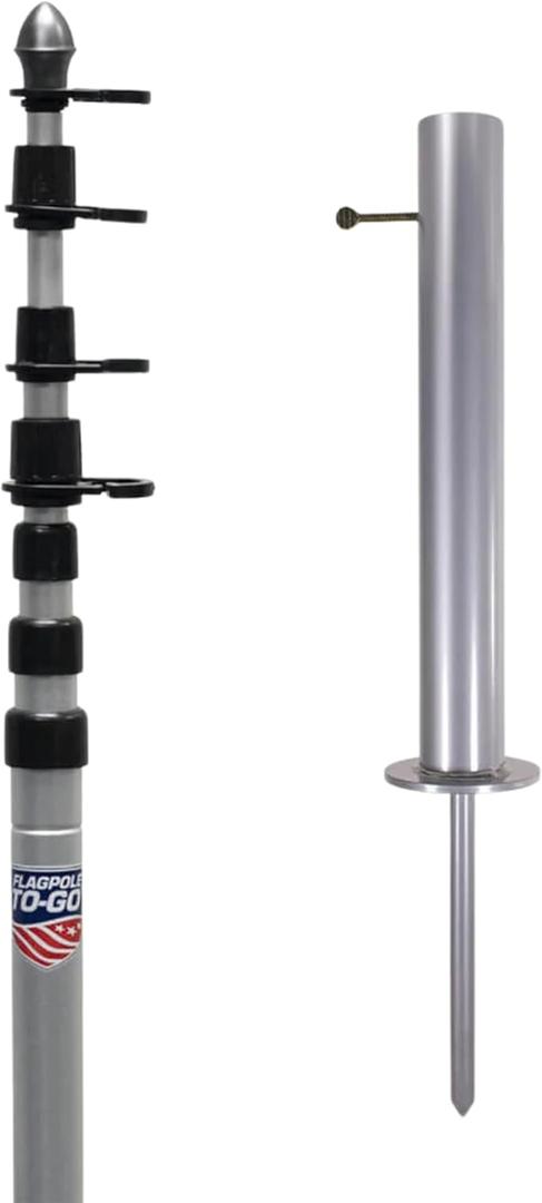 20 Beach & Backyard Flagpole Kit with Portable Aluminum Flagpole and Ground Mount