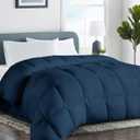 COHOME Quilted Queen Size Comforter - All-Season Down Alternative Duvet Insert - Luxury Hotel Winter Warm Navy Blue Comforter with Anti-Clump Tech & 8 Tabs - Reversible 88"x88"