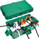 Hrensaw Medium Outdoor Electrical Box(10.6x5.5x4.5inch),IP54 Waterproof Extension Cord Cover w/6 Cable Entry,Weatherproof Connection Box Protect Power Strip,Timer,Plug,Holiday Lights,Green
