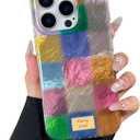 Compatible with iPhone 16 Pro Case, Cute Aesthetic Trendy Colorful Checkered Phone Case for Women, Classic Slim Soft TPU Protective Shockproof Cover for iPhone 16 Pro 6.3"