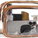 BOSTANTEN Clear Bag for Women Stadium Approved Clear Bags Small Crossbody Purse Trendy for Concerts Sports Events (Z04-brown)