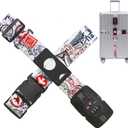 Travelkin Luggage Straps TSA Approved - Adjustable Cross Suitcase Straps with TSA Lock, Reinforced Buckle, Unique Pattern - Secure Heavy Duty Luggage Straps for Travel (Journey)