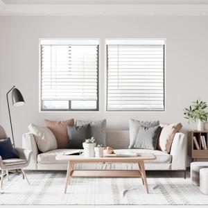 DEZ FURNISHINGS Cordless 2" Smooth Faux Wood Blind, 42" W x 64" H, Smooth White