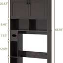 Over The Toilet Storage Cabinet, Storage Cabinet Over Toilet with Double Doors & Toilet Paper Holder Stand, Freestanding Toilet Shelf Space Saver with Anti-Tip Design & Adjustable Shelf, Espresso, W33.03'', 8.31"D x 33.03"W x 66.93"H