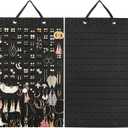 Hanging Earrings Organizer & Holder - 20 Hooks, Holds Up To 300 Pairs, Compact Design, Soft Material, Earring Hanger & Display for Women & Girls - 1 Pack (22.5*13.6 inches, Black)