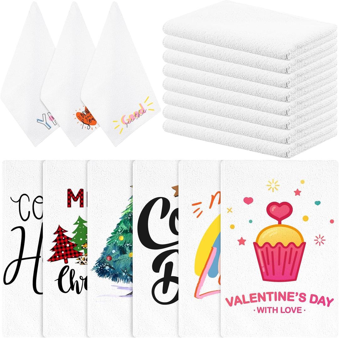 15 Piece Sublimation Blanket 16 x 24 Inch DIY Microfiber Dish Towels for Kitchen Cleaning