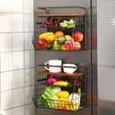 Vicenpal 2 Set Magnetic Shelf for Fridge with Wood Lid 3 Tier Drawer Spice Rack Heavy Duty Fruit Basket Potato and Onion Storage Bins Magnetic Kitchen Organizer for Refrigerator Home Kitchen Cabinet