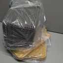 Small Plastic Storage Bins with Bamboo Lids 5.2qt Stackable Box Basket Pantry Decorative Containers Cute with Lable for Organizing Desktop Closet Office Gray of 6 packs 10 * 7.2 * 4.1'