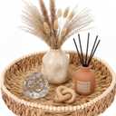 Round Wicker Tray 16'' Water Hyacinth Woven Tray with Handles Decorative Large Serving Trays for Coffee Table for Kitchen, Living Room, Bedroom Home Decor(Water Hyacinth)