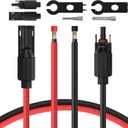 BougeRV 30 Feet 8AWG Solar Extension Cable with Female and Male Connector with Extra Pair of Connectors Solar Panel Adaptor Kit Tool (30FT Red + 30FT Black)