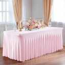 PARTISKY Pink Spandex Tablecloth for 4ft Rectangle Tables, Stretchable Table Cover Skirt for Folding Tables Weddings Parties Banquets Events Trade Shows and Dessert Table, 48" x 24"