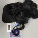 Baseball Hat Wig,Hat with Hair attached 24'' Adjustable Black Cap with Long Wavy Synthetic Hair Extensions for Women Girls(Dark Black)