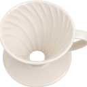 Pour Over Coffee Maker, Single Cup Ceramic Coffee Dripper, Reusable Filter Cone Drip Holder Slow Brewer with Hole Flat Bottom for Home, Office, Travel, Camping (White)