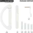HILLMASTER Patio Sliding Glass Door Handle Replacement Set Mortise Style Reversible Design Non-keyed Sliding Patio Door Handles, White Diecast Finish Fits 3-15/16 Screw Hole Spacing, White