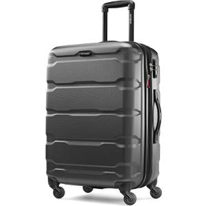 Samsonite Omni PC Hardside Expandable Luggage with Spinner Wheels, Black, Checked-Medium 24-Inch