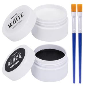 Black and White Face Paint,Halloween Skeleton Face Paint Kit with 2Pcs Painting Brushes,Water Based Body Paint for Adults & Kids,SFX Makeup Palette for Zombie, Joker, Clown, Cosplay, Costume, Theater
