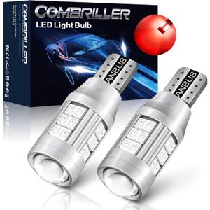 Combriller 912 921 LED Bulb Red Center High-Mounted Stop Lamp, Tail 3rd High Mount Brake Lights for Car, Truck, RV, T15 906 W16W 922 LED Bulbs, Brilliant Red