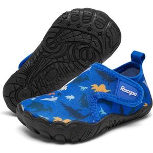 Racqua Toddler Boys Girls Water Shoes Slip-On Quick Dry Aqua Kids Shoes Barefoot Breathable Swim Lightweight Beach Shoes Toddler Blue Dinosaur, 7