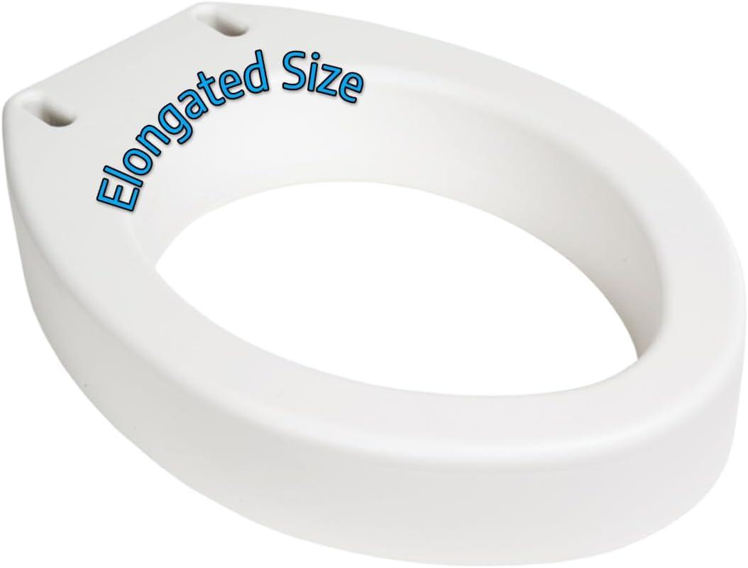 Essential Medical Supply Toilet Seat Riser for Elongated Bowl with 3.5" Rise - 19 x 14 x 3.5 Inch, Elevating and Raising Toilet Seat for Seniors, Adults and The Elderly with 300lb Weight Capacity